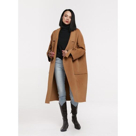 LIT Active Large Collar Oversized Wool Coat in Camel